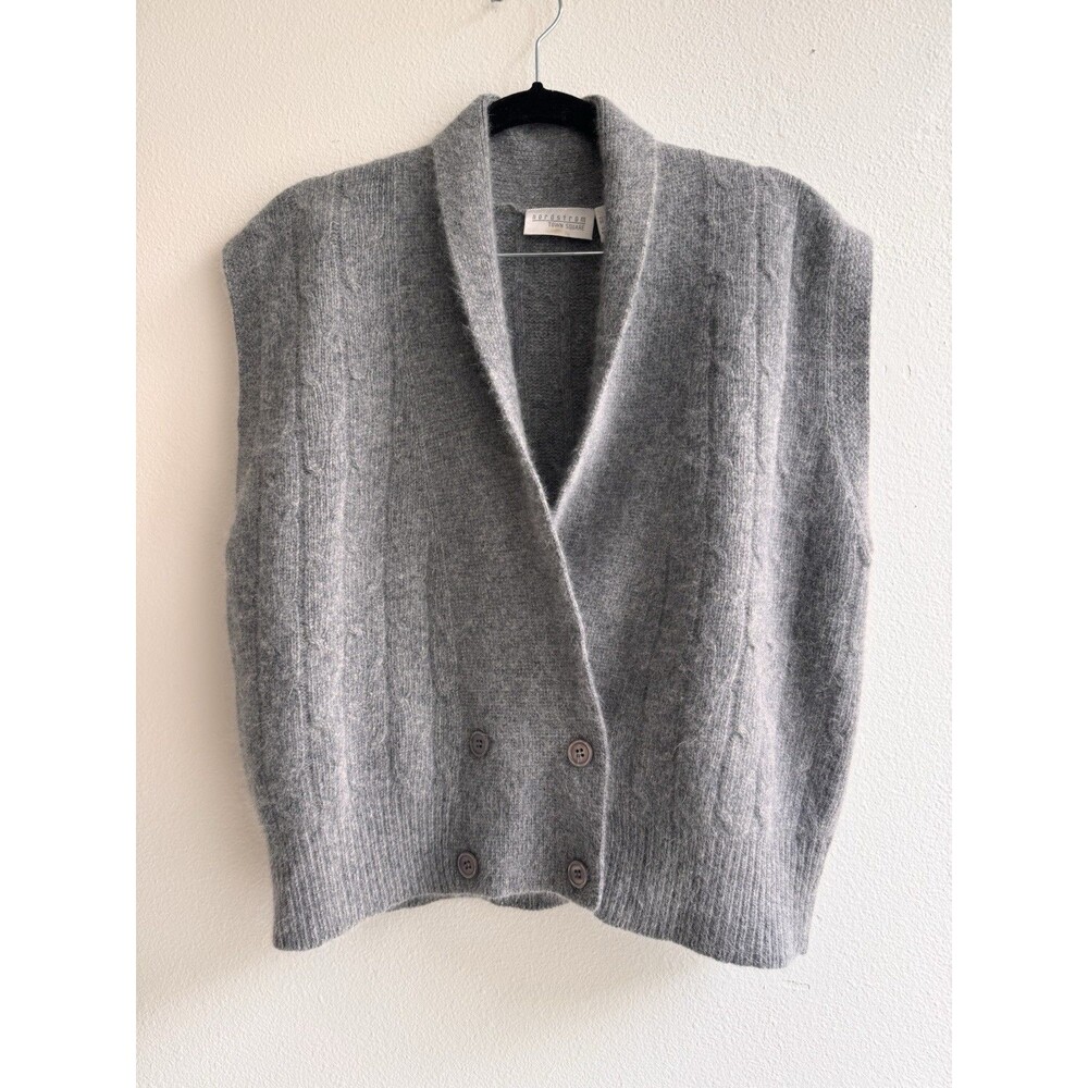 Vintage Nordstrom Lambswool Angora Sweater Vest Large Gray - Picture 2 of 7